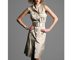 Champagne Belted Shirt Dress - CURATORZ